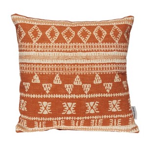 HomeRoots 18" X 18" Orange and Ivory Southwestern Cotton Throw Pillow - 1 of 4