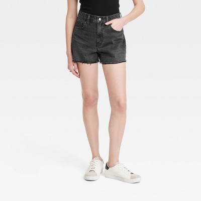 Higher High-Waisted Button-Fly A-Line Cutoff Jean Shorts for Women --  3-inch inseam