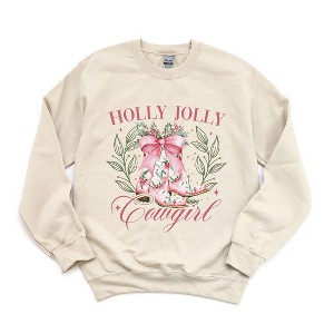 Simply Sage Market Women's Graphic Sweatshirt Holly Jolly Cowgirl Coquette - 1 of 4