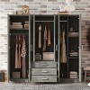 Wooden 6-Door Armoire Closet with 3 Drawers, Wardrobe with Shelves for Hanging Clothes and Storage – Maison Boucle - 3 of 4