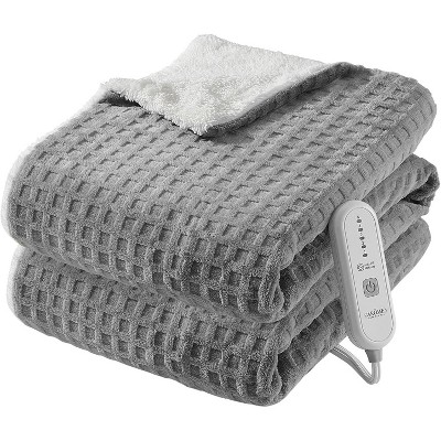 Acekool Heated Throw Blanket, Plush Waffle Design, 5 Heat Levels, Auto Off, Machine Washable