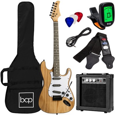 Best Choice Products 39in Full Size Beginner Electric Guitar Kit with Case, Strap, Amp, Whammy Bar