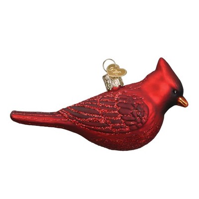 Handcrafted Red Glass Cardinal Christmas Ornament Set