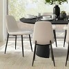 Extendable Dining Table Set for 6, Black Oval Pedestal Table with Upholstered Metal Leg Chairs for Kitchen or Dining Room-Tanpinhause - 2 of 4