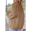 Coolmee Women's Open Front Chunky Knit Cardigan Loose Lantern Long Sleeve Oversized Sweater Coats with Pocket - 3 of 4