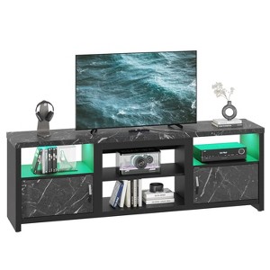 Bestier 70 Inch LED TV Stand with Storage Cabinets with LED Lights, Entertainment Center with Cabinet & Open Shelves - 1 of 4