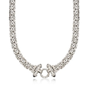 Ross-Simons Sterling Silver Byzantine Necklace With Black Onyx - 1 of 4