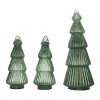 Transpac Light Up Glass Green Glitter Trees - Set of 3 Decorative Christmas Objects for Festive Home Decor - 2 of 4