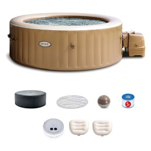 INTEX PureSpa 6 Person Bubble Massage Inflatable Hot Tub Spa Bundled with Battery Powered Multicolor LED Light, and Adjustable Headrest (2 Pack) - 1 of 4