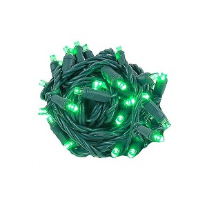 Novelty Lights 25 Feet 50 coaxial LED Christmas Mini Light String, Green Wire, 5mm Wide Angle Bulbs, Connectable, Indoor/Outdoor Décor - 1 of 4
