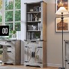 Farmhouse Bookshelf with Storage Cabinet, 72" Tall Bookcase with Drawer and Barn Door for Office Library, Living Room - 2 of 4