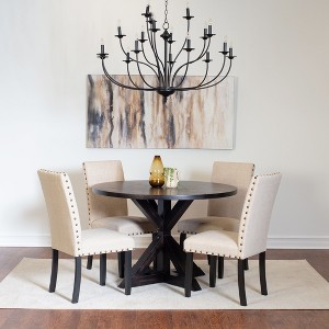 NicBex Round Dining Room Table Set for 4 Morden Dining Room Table with Wooden Tabletop and 4 Upholstered Chairs for Kitchen - 1 of 4