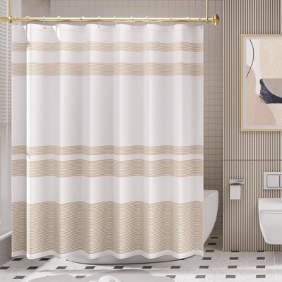 Ruso Weights Washable Striped Farmhouse Shower Curtain