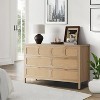 Rattan 6 Drawer Dresser for Bedroom with Metal Handles,Farmhouse Wood Storage Chest of Drawers,Black - 2 of 4
