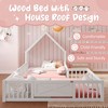Sapphtopaz Wooden House Floor Bed Frame for Kids with Roof & Guardrails Double Platform Bed for Kids Bedroom, Playroom, Nursery - 3 of 4