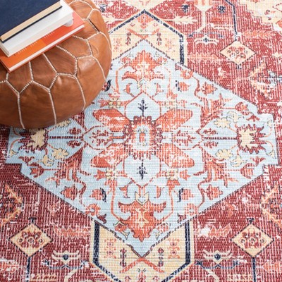 Saffron 6' x 6' Rust and Aqua Hand Loomed Cotton Area Rug