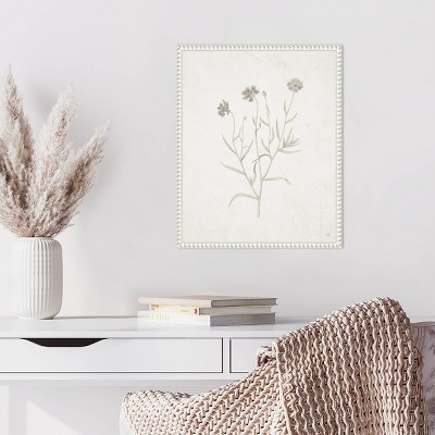 16"x20" White Framed Botanical Canvas Print with Beaded Perimeter