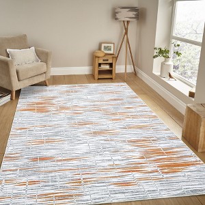 Washable Area Rugs for Living Room Modern Striped Abstract Rug Soft Non Slip Low Pile Carpet - 1 of 1