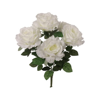 Floral Home 20" White Rose Bush - 6-Pieces
