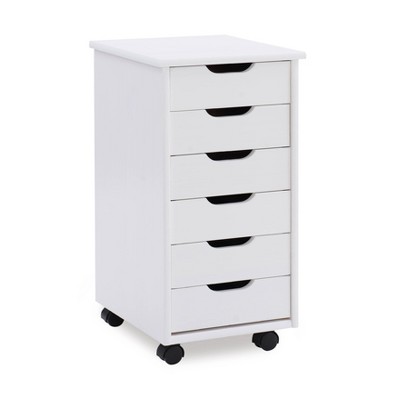 Cary 6 Drawer Rolling Storage Cart White - Linon