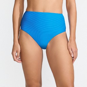 Lands' End Women's Ribbed Smoothing High Waisted Bikini Bottoms - 1 of 4