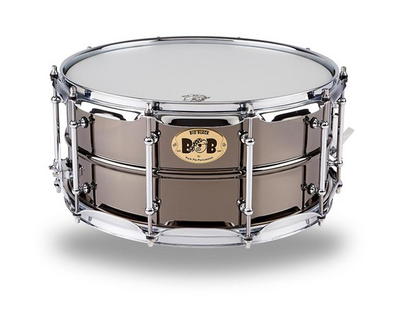 Pork Pie Big Black Brass Snare Drum with Tube Lugs and Chrome Hardware Black 14 x 6.5 in.
