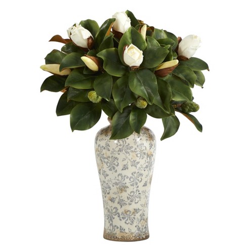 Auldhome Design- Magnolia Floral Picks, Artificial Magnolia Greenery  Flowers Red 3pk : Target
