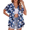 Zeagoo Women's Hawaiian Button Down Shirts Casual Short Sleeve Floral Tropical Print Summer Blouse Tunic Top - 3 of 4