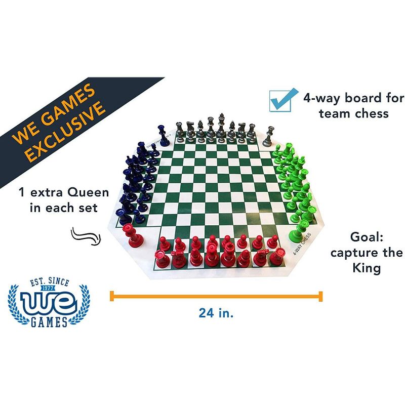WE Games 4 Way Chess Set, 3.75 in. Kings, 3 of 5