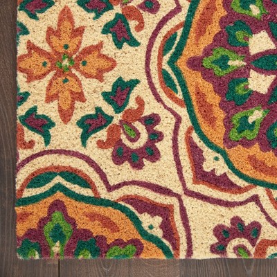 Handmade Blue Floral Rectangular Tufted Doormat
