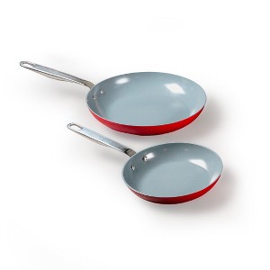 Guy Fieri's Flavortown 2-Piece Ceramic Cookware Set, Nonstick Frying Pan Set 10" and 12", Made without PFAS PTFE PFOA, Oven and Dishwasher Safe - 1 of 4