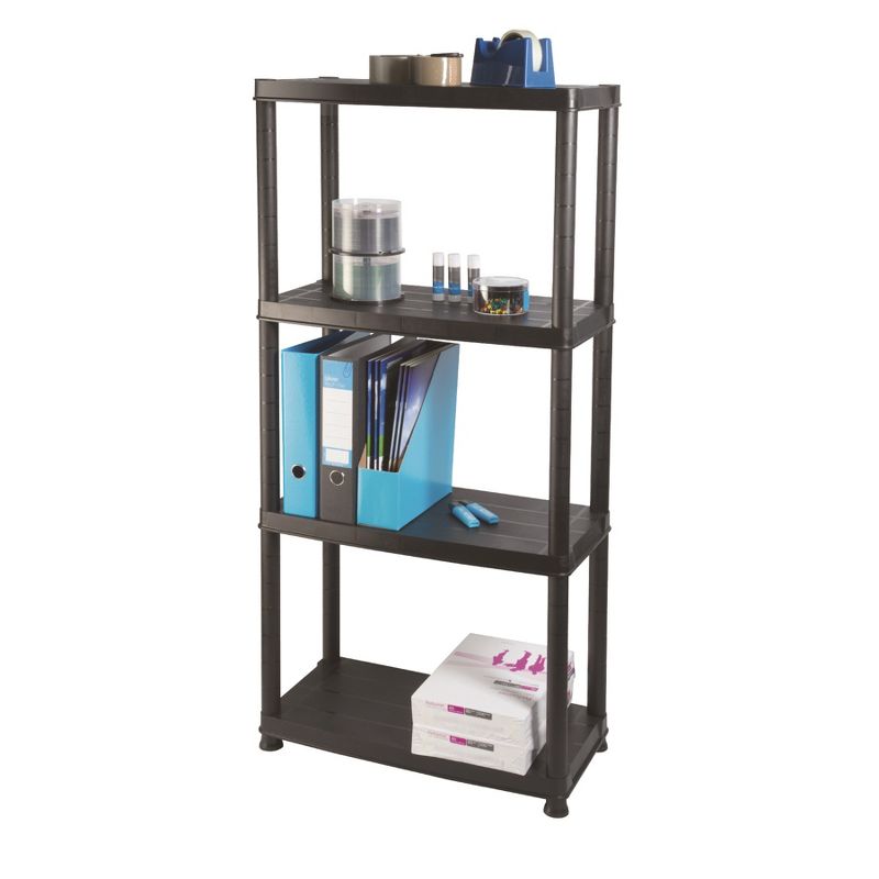Ram Quality Products Extra Tiered Plastic Utility Storage Shelving Unit System for Garage, Shed, or Basement Organization, Black, 1 of 5