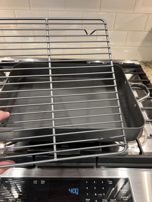 2pc Stainless Steel Roaster With Wire Rack Silver - Figmint™ : Target