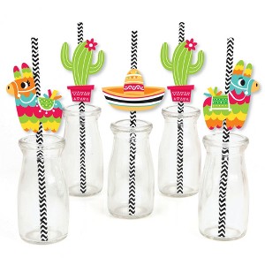 Big Dot of Happiness Pinata Party - Paper Straw Decor - Colorful Fiesta Striped Decorative Straws - Set of 24 - 1 of 4