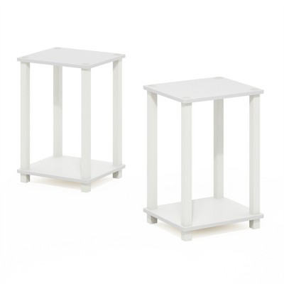 Furinno Simplistic End Table, Small, Set of 2, White/White