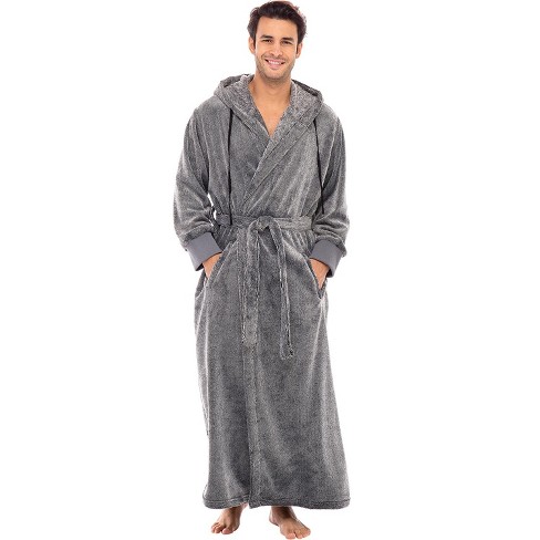 Alexander Del Rossa Mens Full Length Hooded Fleece Bathrobe With Cuffs ...