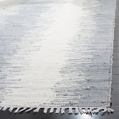 Coastal Charm Handwoven Gray Stripe Cotton 4' Square Rug