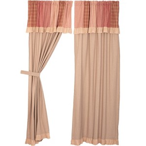 Sawyer Mill Red Chambray Solid Panel with Attached Patchwork Valance Set of 2 84x40  VHC Brands - 1 of 4