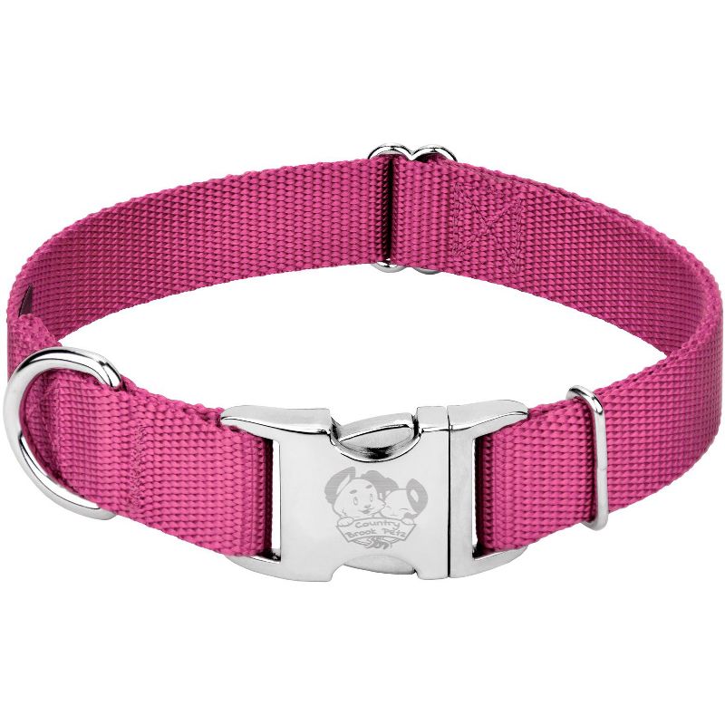 Country Brook Petz Premium Nylon Dog Collar with Metal Buckle for Small Medium Large Breeds - Vibrant 30+ Color Selection, 1 of 10
