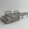 Twin Over Twin Bunk Bed with Trundle and 3 Storage Drawers, Convertible Wood Frame with Ladder and Slats, No Box Spring Needed - 3 of 4