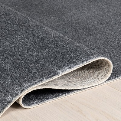 Gray Solid Machine Washable Rectangular Area Rug