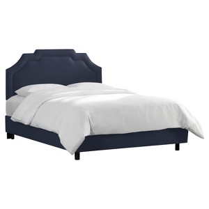 Axel Upholstered Border Bed - Twin - Linen Navy - Skyline Furniture , Linen Blue