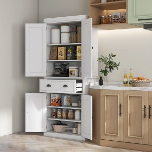 NicBex Storage Buffet Cabinet 72" Freestanding Kitchen Pantry Floor Sideboard Cabinet with 4 Doors, Drawer and 3 Adjustable Shelves - 1 of 4