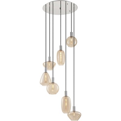 Modern Chrome and Glass 6-Light Pendant Chandelier