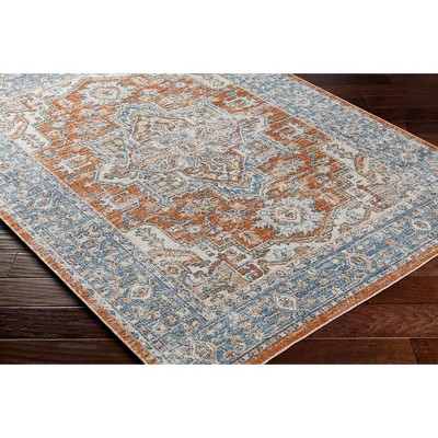 Elkhorn Blue and Burnt Orange Washable Synthetic Fur Area Rug 2'3" x 3'9"