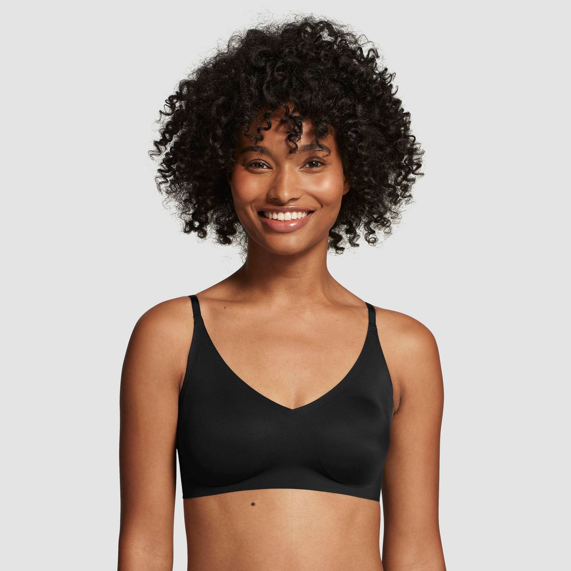 True & Co. True Everybody Women's Adjustable Strap Triangle Bra - Black S: Wireless, Light Support, Removable Padding