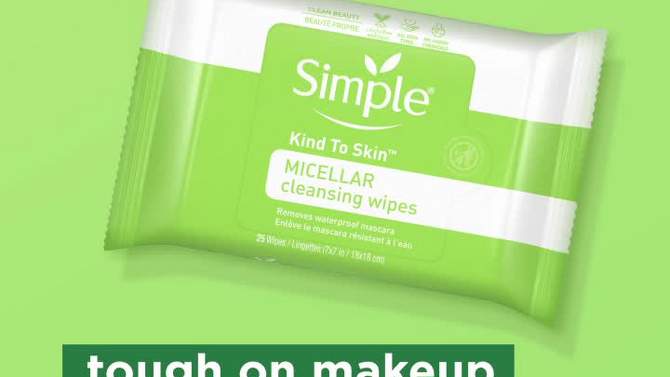 Unscented Simple Kind to Skin Micellar Makeup Remover Wipes - 25ct, 2 of 12, play video