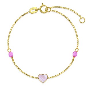 Girls' Mother of Pearl Hearts Bracelet 14k Gold -  In Season Jewelry - 1 of 1