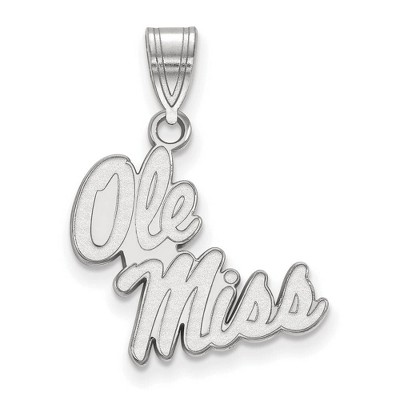 Black Bow Jewelry 14k White Gold Mississippi Rebels NCAA Medium Pendant