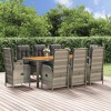 vidaXL Garden Dining Set Grey PE rattan Large Garden Dining Set - 2 of 4